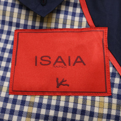 ISAIA DELAIN SELECT Navy/Yellow Check 2B Blazer Size 52