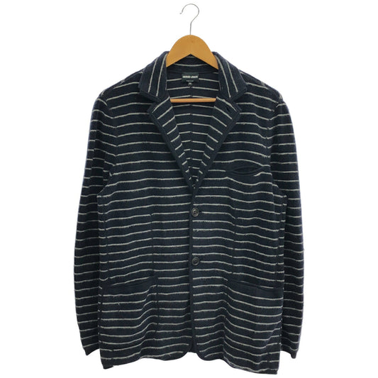 GIORGIOARMANI Navy Cashmere Blend Stripe Cardigan Size 52