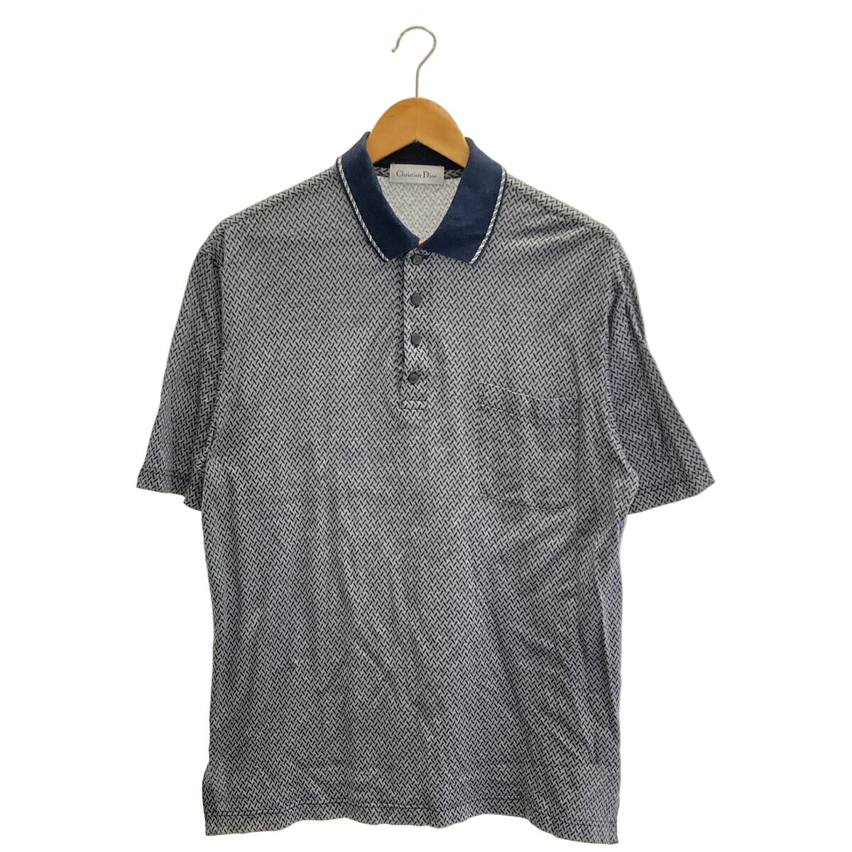 Christian Dior Navy Cotton All-Over Polo Shirt Size L