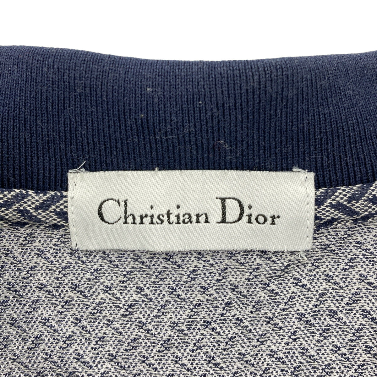 Christian Dior Navy Cotton All-Over Polo Shirt Size L