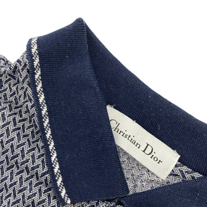 Christian Dior Navy Cotton All-Over Polo Shirt Size L