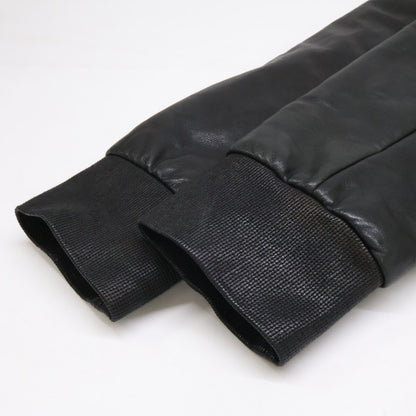 ARMANICOLLEZIONI Hooded Padded Leather Jacket Black Size 54