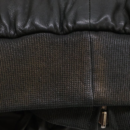 ARMANICOLLEZIONI Hooded Padded Leather Jacket Black Size 54