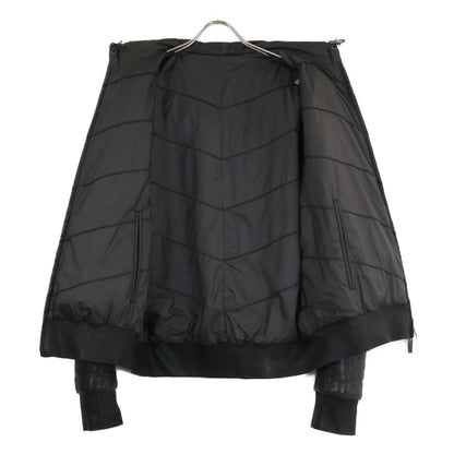 ARMANICOLLEZIONI Hooded Padded Leather Jacket Black Size 54