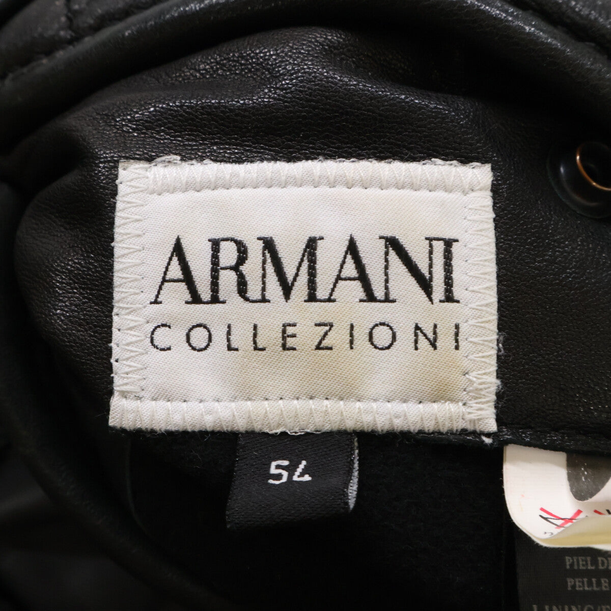 ARMANICOLLEZIONI Hooded Padded Leather Jacket Black Size 54