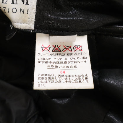 ARMANICOLLEZIONI Hooded Padded Leather Jacket Black Size 54