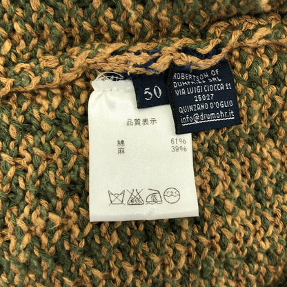 Drumohr Beige Green Linen Cotton Knit Cardigan Size 50