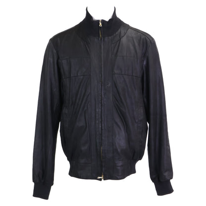 ISAIA Nubuck Leather Zip-Up Blouson Jacket Black Size 52