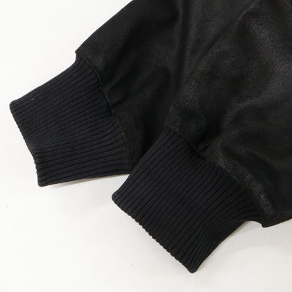 ISAIA Nubuck Leather Zip-Up Blouson Jacket Black Size 52