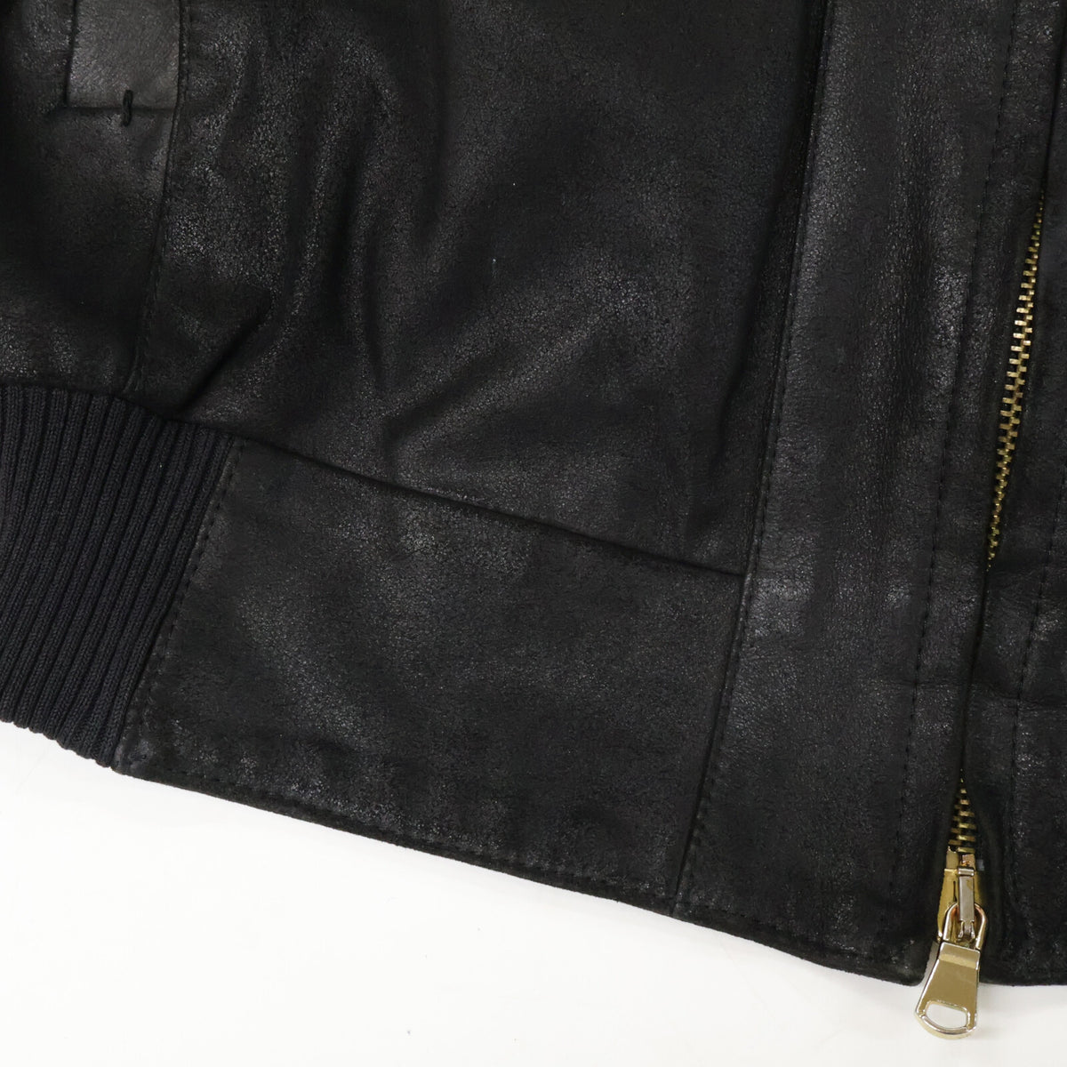 ISAIA Nubuck Leather Zip-Up Blouson Jacket Black Size 52