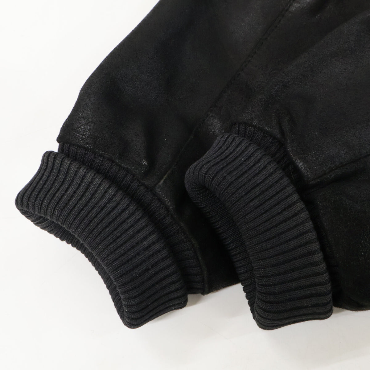 ISAIA Nubuck Leather Zip-Up Blouson Jacket Black Size 52