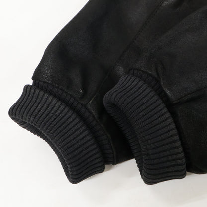 ISAIA Nubuck Leather Zip-Up Blouson Jacket Black Size 52