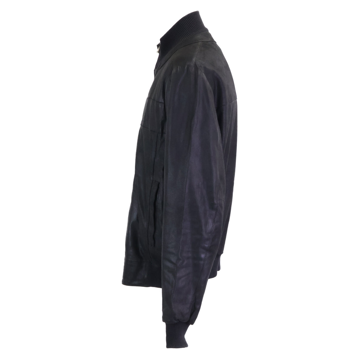 ISAIA Nubuck Leather Zip-Up Blouson Jacket Black Size 52