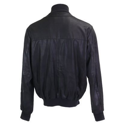 ISAIA Nubuck Leather Zip-Up Blouson Jacket Black Size 52