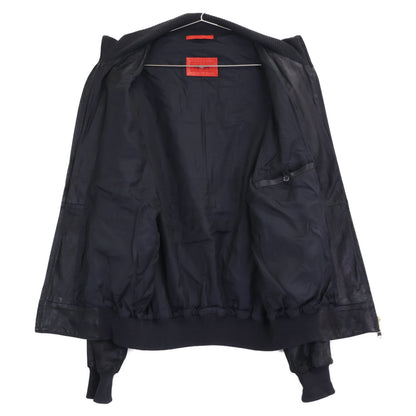 ISAIA Nubuck Leather Zip-Up Blouson Jacket Black Size 52