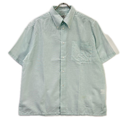 HERMES Sky Blue Linen Blend Button-Down S/S Shirt Size 41/16