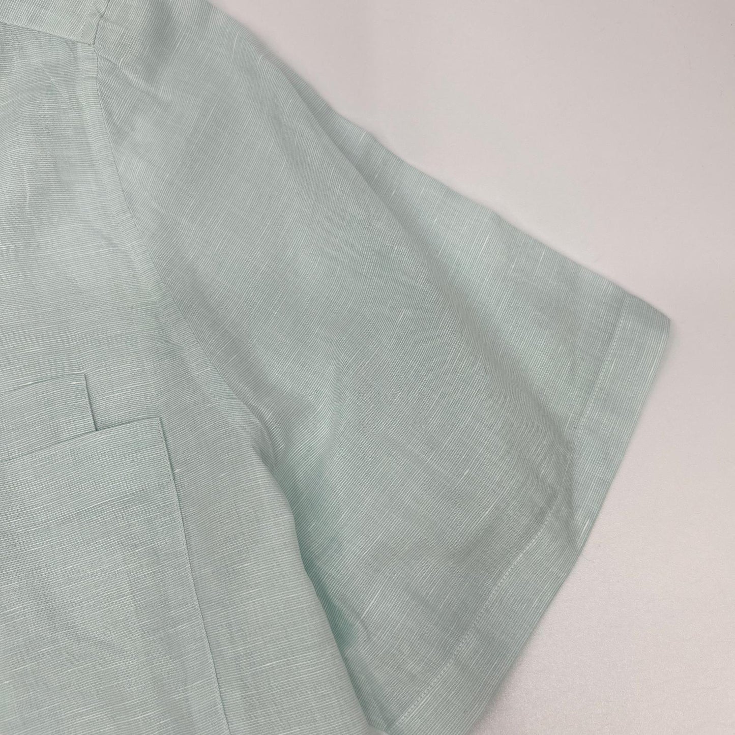 HERMES Sky Blue Linen Blend Button-Down S/S Shirt Size 41/16