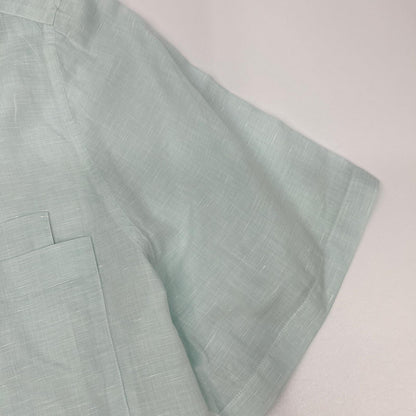 HERMES Sky Blue Linen Blend Button-Down S/S Shirt Size 41/16