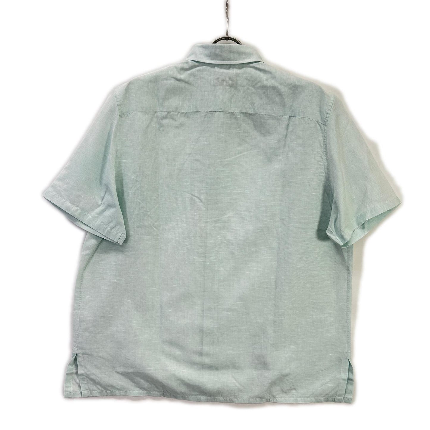 HERMES Sky Blue Linen Blend Button-Down S/S Shirt Size 41/16