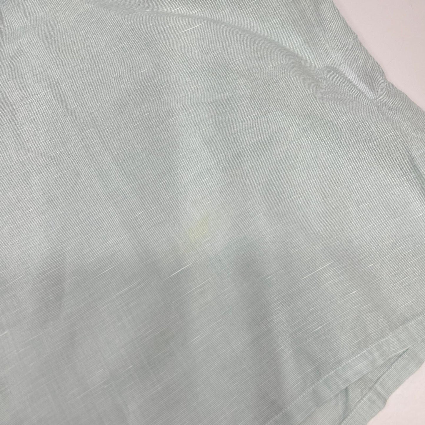 HERMES Sky Blue Linen Blend Button-Down S/S Shirt Size 41/16