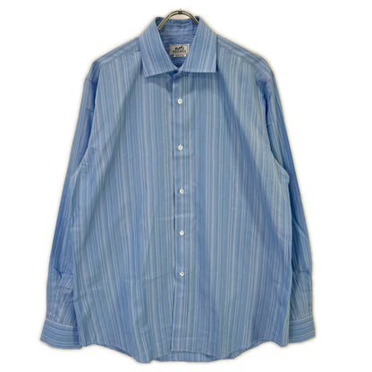 HERMES Blue Striped Selier Button Long Sleeve Shirt Size 41/16