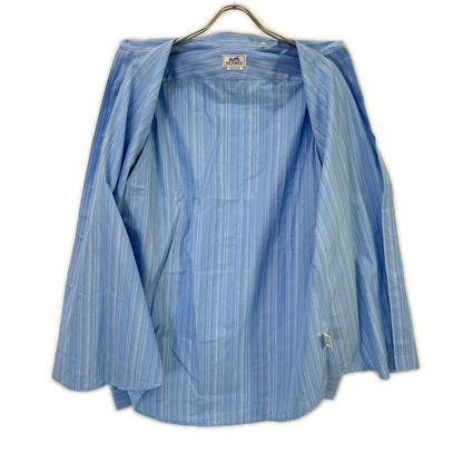 HERMES Blue Striped Selier Button Long Sleeve Shirt Size 41/16