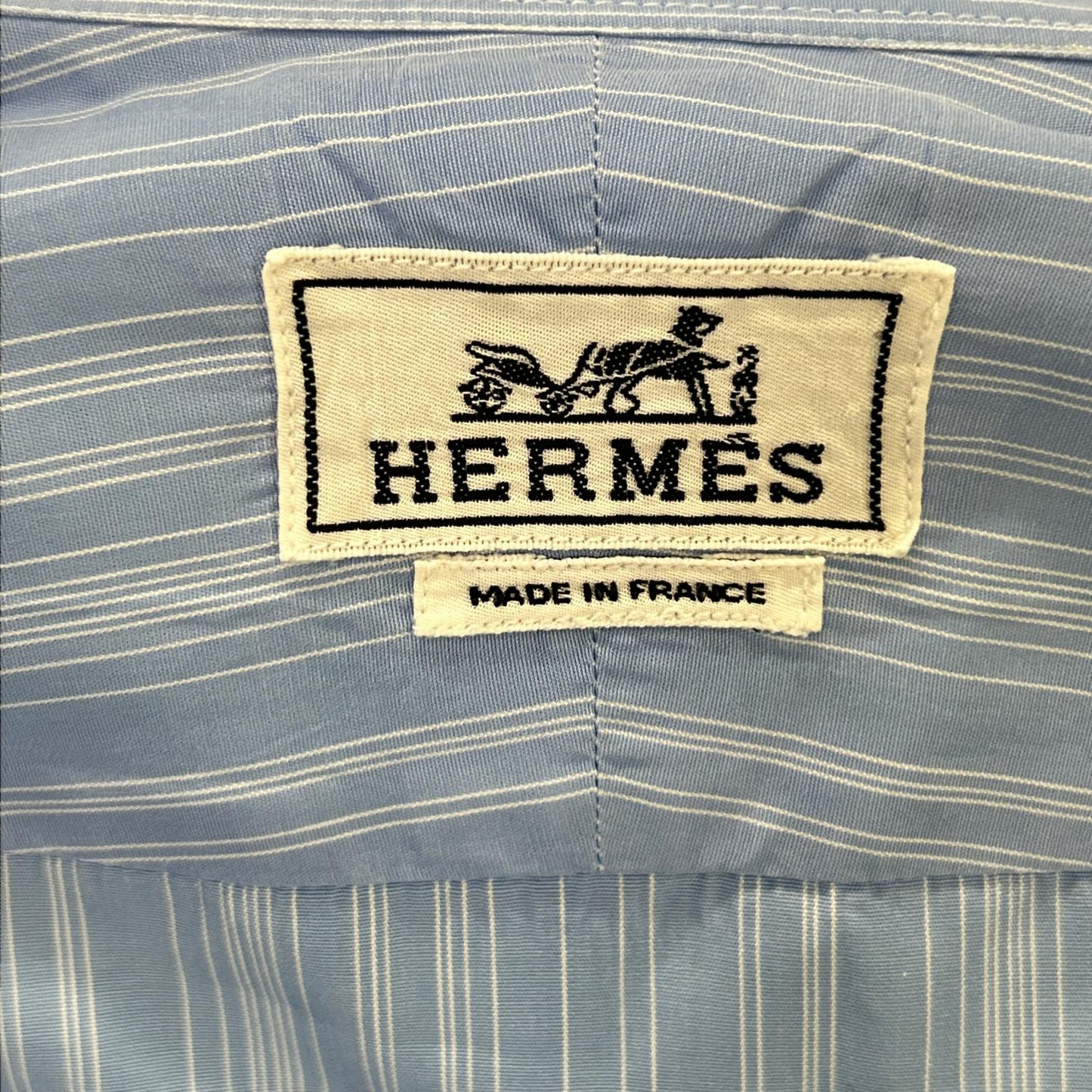 HERMES Blue Striped Selier Button Long Sleeve Shirt Size 41/16