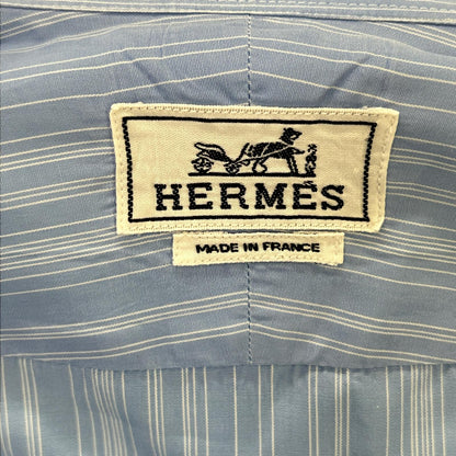 HERMES Blue Striped Selier Button Long Sleeve Shirt Size 41/16