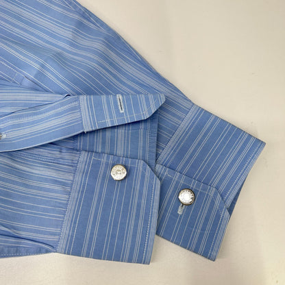 HERMES Blue Striped Selier Button Long Sleeve Shirt Size 41/16