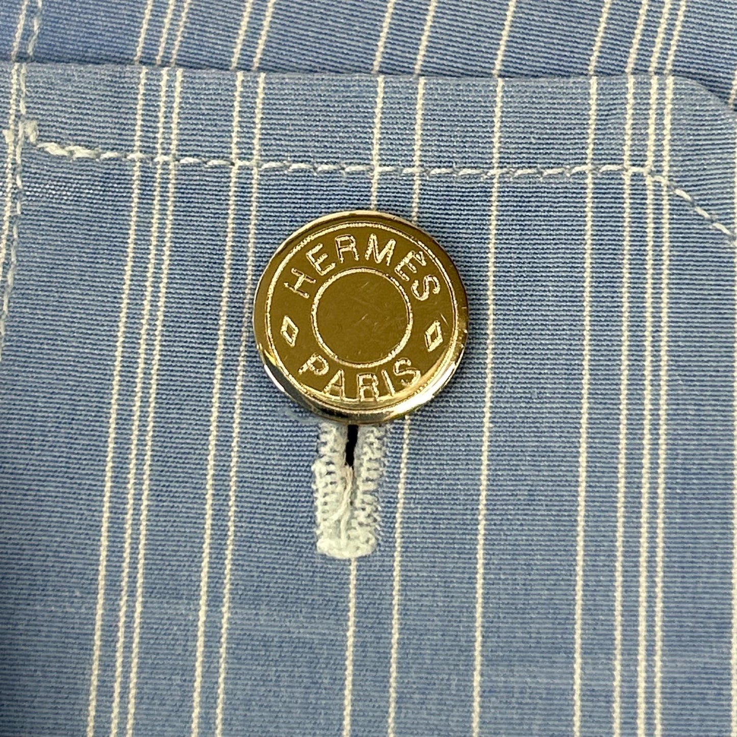 HERMES Blue Striped Selier Button Long Sleeve Shirt Size 41/16