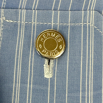 HERMES Blue Striped Selier Button Long Sleeve Shirt Size 41/16