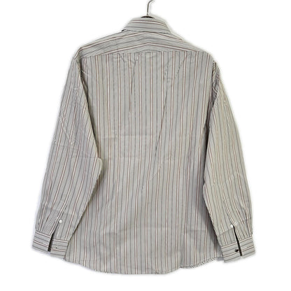 HERMES Gray/White Striped Selier Button Long Sleeve Shirt Size 41/16