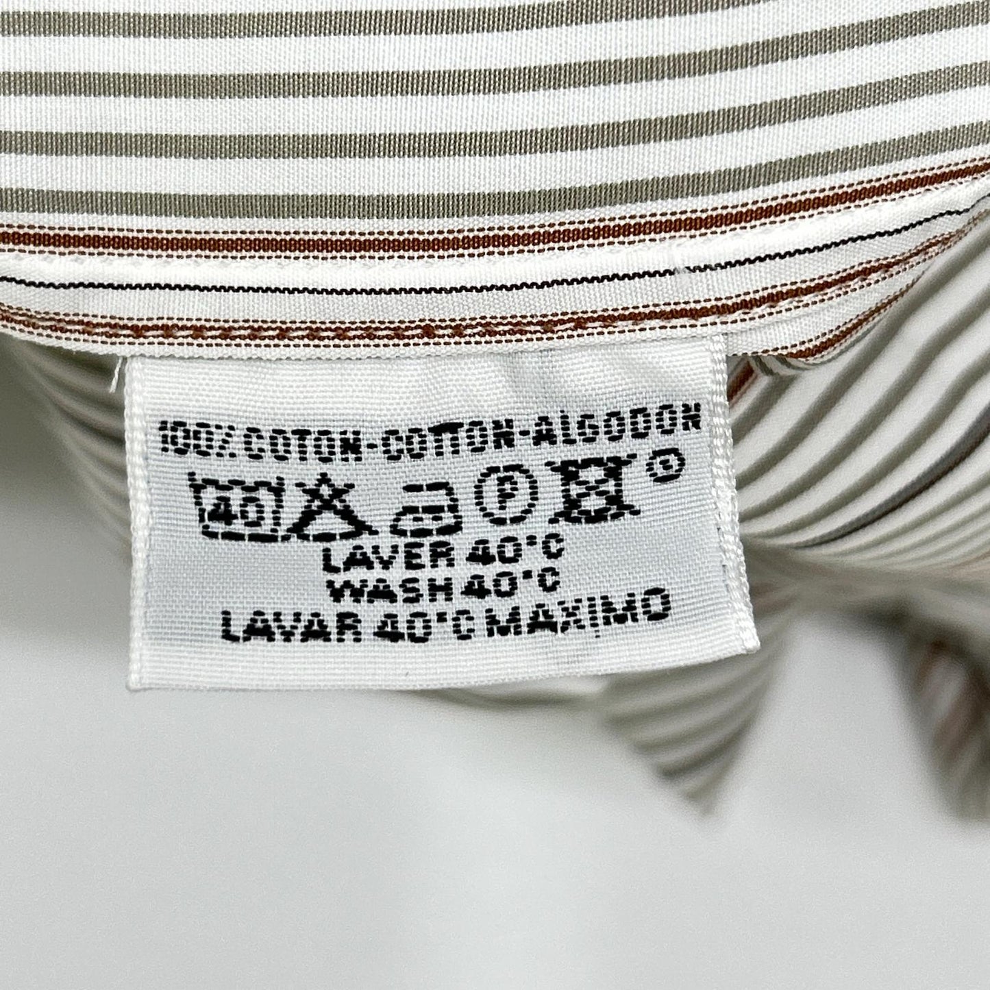 HERMES Gray/White Striped Selier Button Long Sleeve Shirt Size 41/16