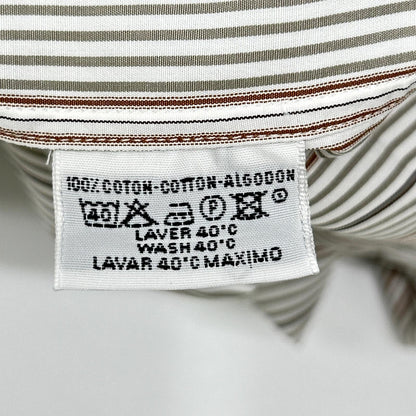 HERMES Gray/White Striped Selier Button Long Sleeve Shirt Size 41/16