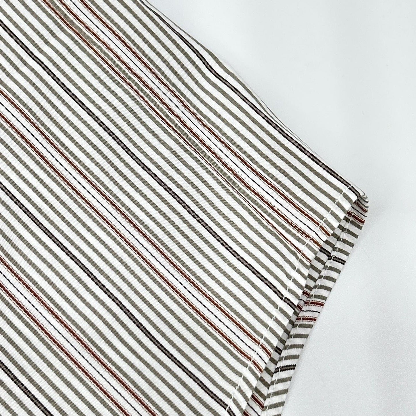 HERMES Gray/White Striped Selier Button Long Sleeve Shirt Size 41/16