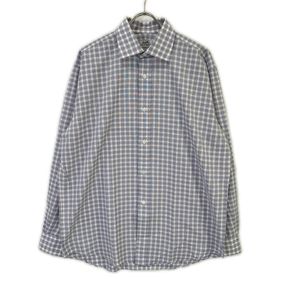 HERMES Wht/Blue/Prp Check Selier Button Long Sleeve Shirt Size 41/16