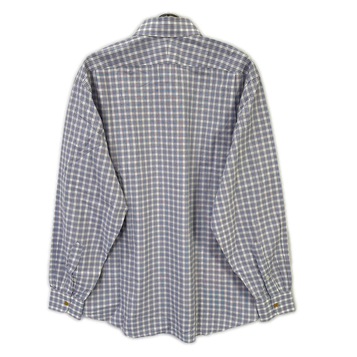 HERMES Wht/Blue/Prp Check Selier Button Long Sleeve Shirt Size 41/16
