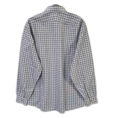 HERMES Wht/Blue/Prp Check Selier Button Long Sleeve Shirt Size 41/16