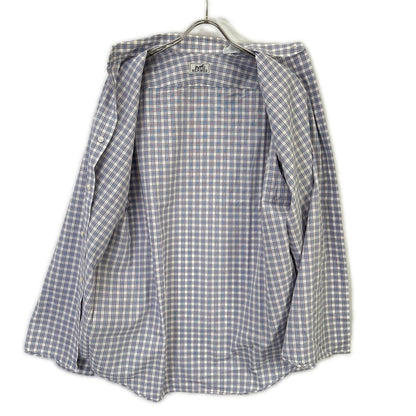 HERMES Wht/Blue/Prp Check Selier Button Long Sleeve Shirt Size 41/16