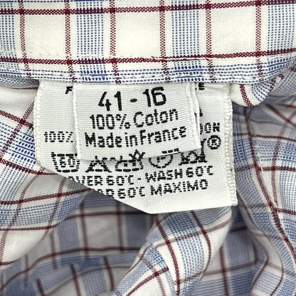HERMES Wht/Blue/Prp Check Selier Button Long Sleeve Shirt Size 41/16