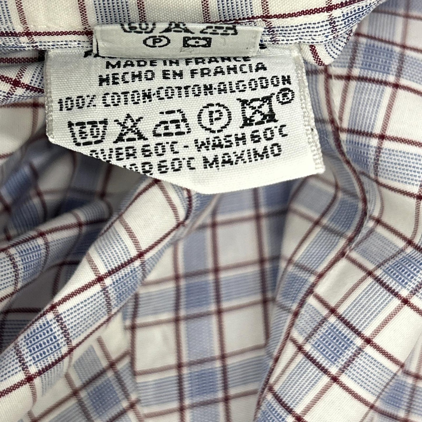 HERMES Wht/Blue/Prp Check Selier Button Long Sleeve Shirt Size 41/16
