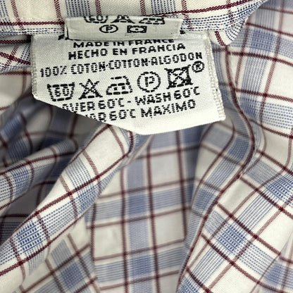 HERMES Wht/Blue/Prp Check Selier Button Long Sleeve Shirt Size 41/16