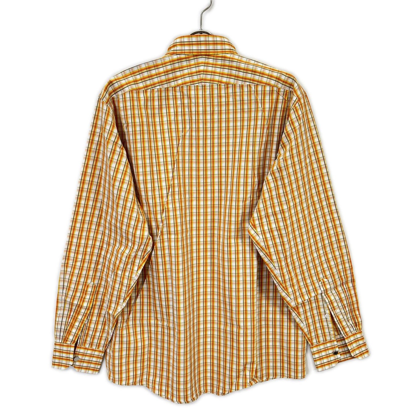 HERMES Orange/White Check Selier Long Sleeve Shirt Size 41/16
