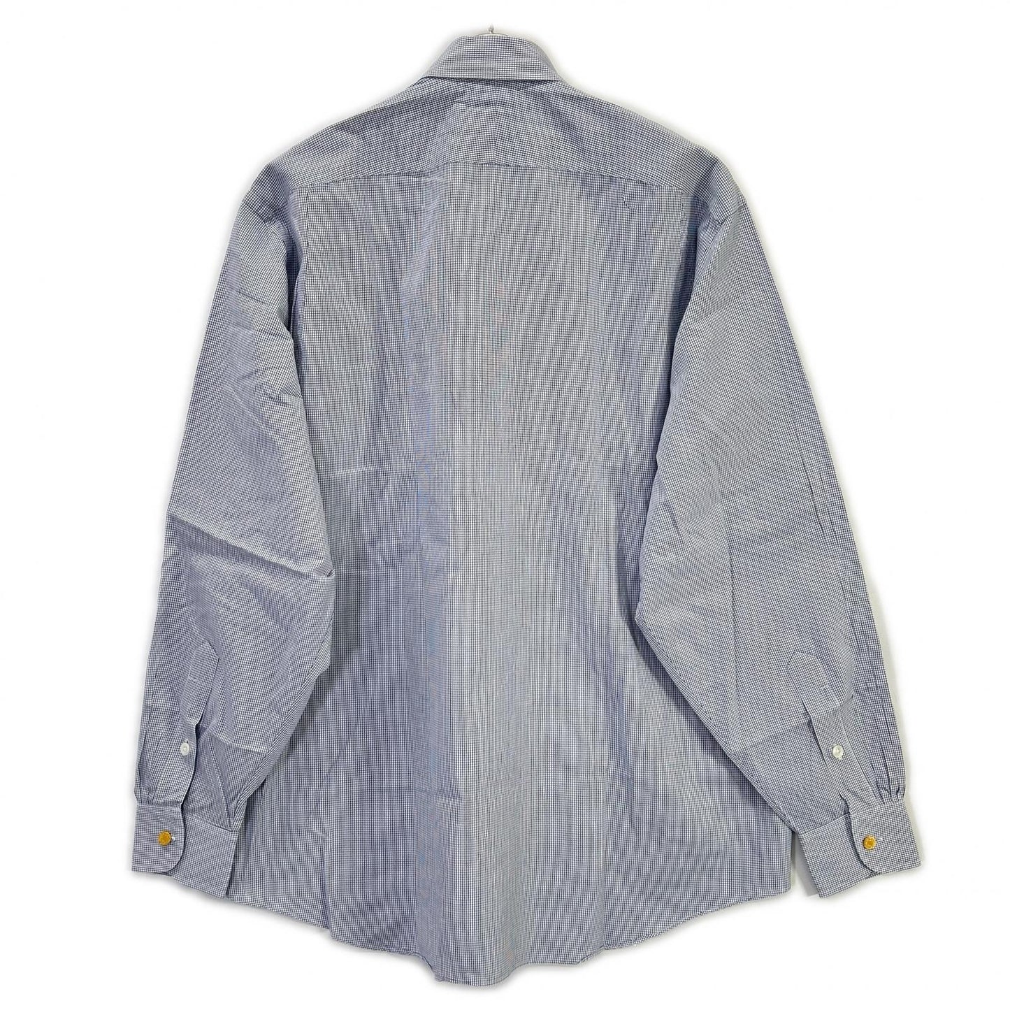 HERMES Blue Striped Gold Selier Button Long Sleeve Shirt Size 41/16