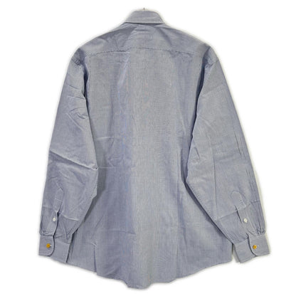 HERMES Blue Striped Gold Selier Button Long Sleeve Shirt Size 41/16