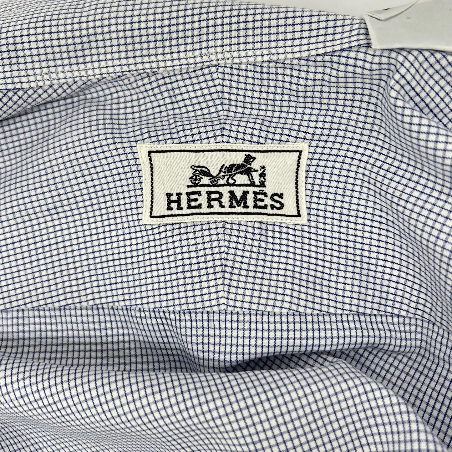 HERMES Blue Striped Gold Selier Button Long Sleeve Shirt Size 41/16