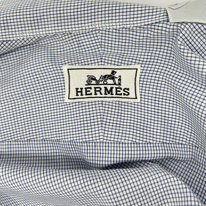 HERMES Blue Striped Gold Selier Button Long Sleeve Shirt Size 41/16