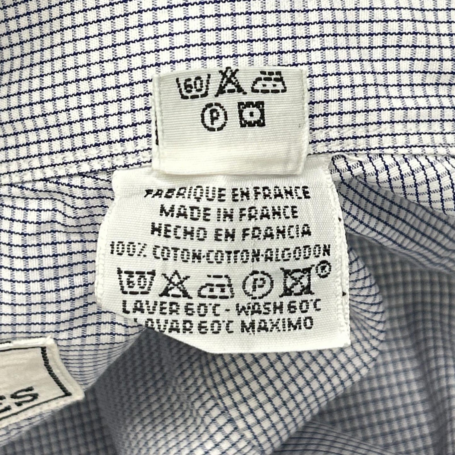 HERMES Blue Striped Gold Selier Button Long Sleeve Shirt Size 41/16