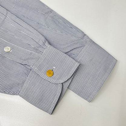HERMES Blue Striped Gold Selier Button Long Sleeve Shirt Size 41/16