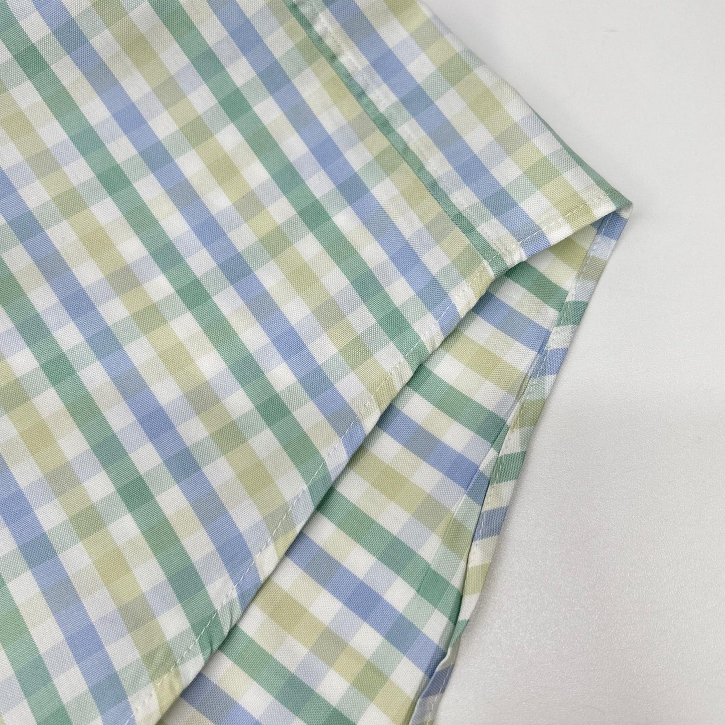 HERMES Green-Tone Check Selier Button Long Sleeve Shirt Size 41/16